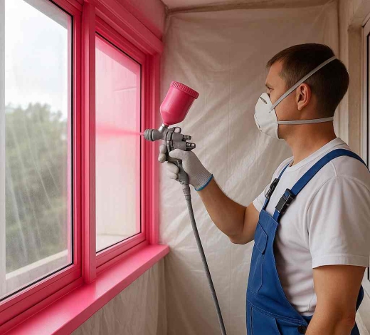 Покраска алюминиевых лоджий 1